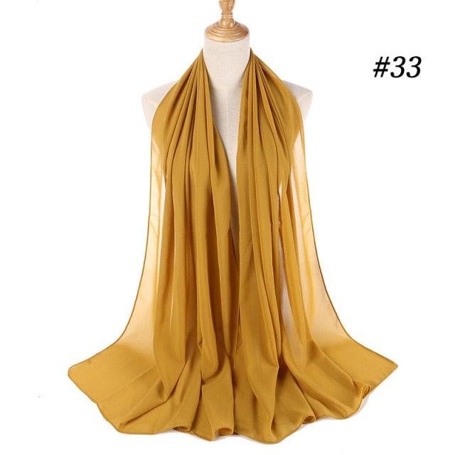 New Long Solid Colorful Soft Chiffon Hijab Elegant Scarf Wrap Lightweight Islamic Head Wear Escharpe Shawls Headband Stole Muslim Hijabs Wrap Headscarf Scarves Colors For Women Stevvex