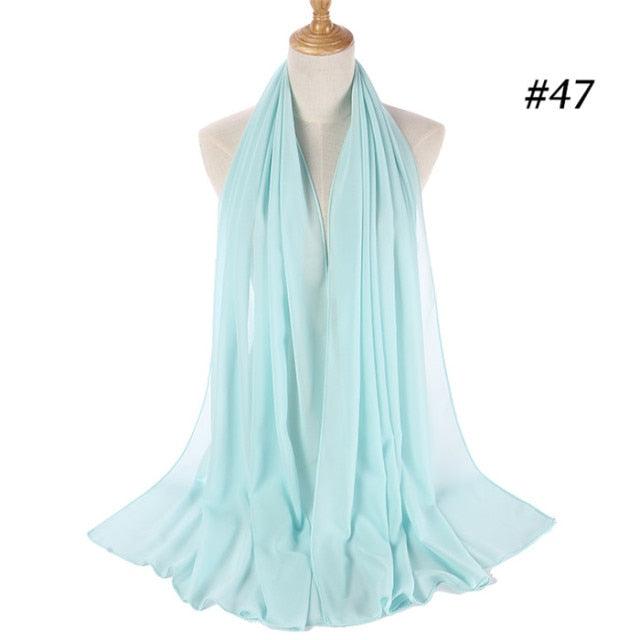 New Long Solid Colorful Soft Chiffon Hijab Elegant Scarf Wrap Lightweight Islamic Head Wear Escharpe Shawls Headband Stole Muslim Hijabs Wrap Headscarf Scarves Colors For Women Stevvex