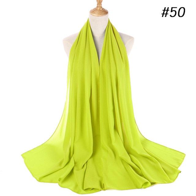 New Long Solid Colorful Soft Chiffon Hijab Elegant Scarf Wrap Lightweight Islamic Head Wear Escharpe Shawls Headband Stole Muslim Hijabs Wrap Headscarf Scarves Colors For Women Stevvex