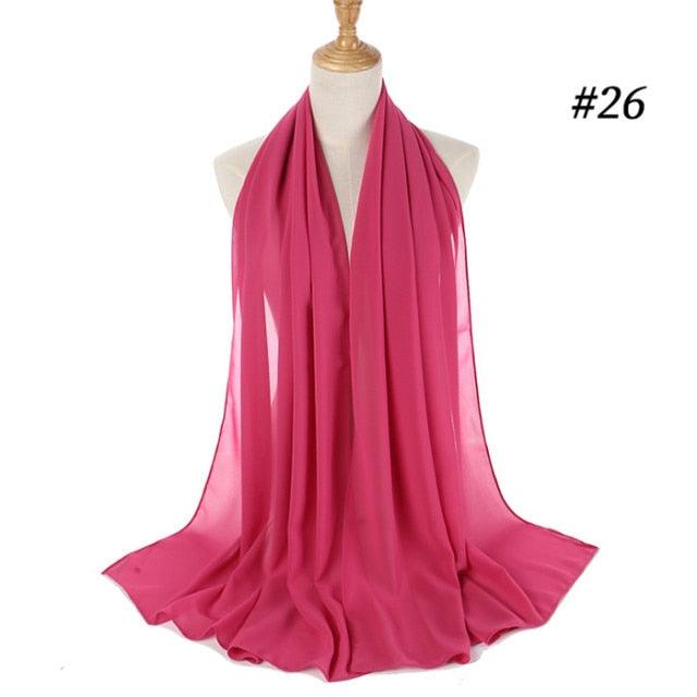 New Long Solid Colorful Soft Chiffon Hijab Elegant Scarf Wrap Lightweight Islamic Head Wear Escharpe Shawls Headband Stole Muslim Hijabs Wrap Headscarf Scarves Colors For Women Stevvex