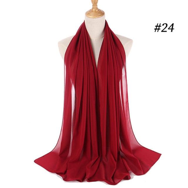 New Long Solid Colorful Soft Chiffon Hijab Elegant Scarf Wrap Lightweight Islamic Head Wear Escharpe Shawls Headband Stole Muslim Hijabs Wrap Headscarf Scarves Colors For Women Stevvex