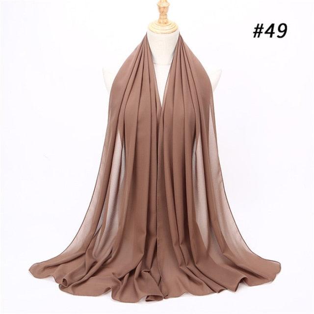 New Long Solid Colorful Soft Chiffon Hijab Elegant Scarf Wrap Lightweight Islamic Head Wear Escharpe Shawls Headband Stole Muslim Hijabs Wrap Headscarf Scarves Colors For Women Stevvex