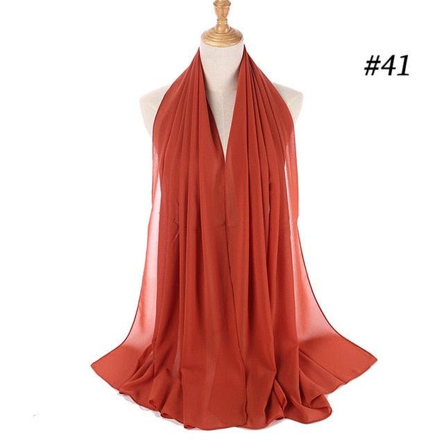 New Long Solid Colorful Soft Chiffon Hijab Elegant Scarf Wrap Lightweight Islamic Head Wear Escharpe Shawls Headband Stole Muslim Hijabs Wrap Headscarf Scarves Colors For Women Stevvex