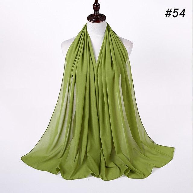New Long Solid Colorful Soft Chiffon Hijab Elegant Scarf Wrap Lightweight Islamic Head Wear Escharpe Shawls Headband Stole Muslim Hijabs Wrap Headscarf Scarves Colors For Women Stevvex