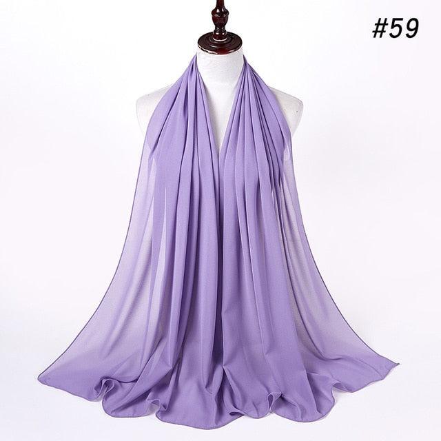 New Long Solid Colorful Soft Chiffon Hijab Elegant Scarf Wrap Lightweight Islamic Head Wear Escharpe Shawls Headband Stole Muslim Hijabs Wrap Headscarf Scarves Colors For Women Stevvex