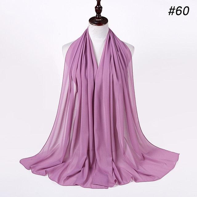 New Long Solid Colorful Soft Chiffon Hijab Elegant Scarf Wrap Lightweight Islamic Head Wear Escharpe Shawls Headband Stole Muslim Hijabs Wrap Headscarf Scarves Colors For Women Stevvex