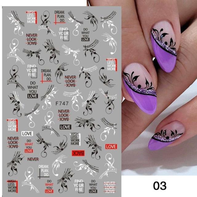 Black White Butterfly 3D Nails Sticker Geometry Decals Flower Gold Decals Designs For Nail Art Manicures Decorations Art Decorations Decoration Decal Self-Adhesive 3D Wave Design Decoration for Women Girls Tape Nail Art Stickers Decal Decoration