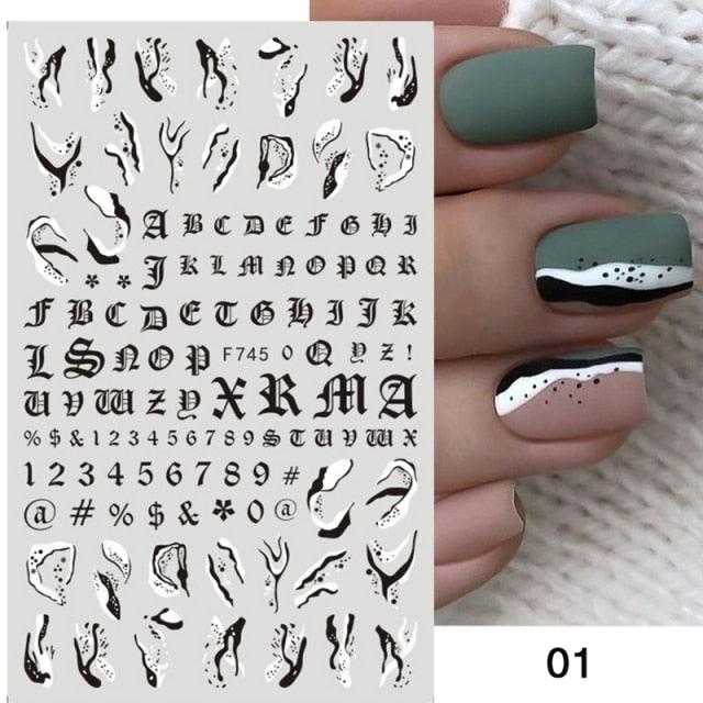 Black White Butterfly 3D Nails Sticker Geometry Decals Flower Gold Decals Designs For Nail Art Manicures Decorations Art Decorations Decoration Decal Self-Adhesive 3D Wave Design Decoration for Women Girls Tape Nail Art Stickers Decal Decoration