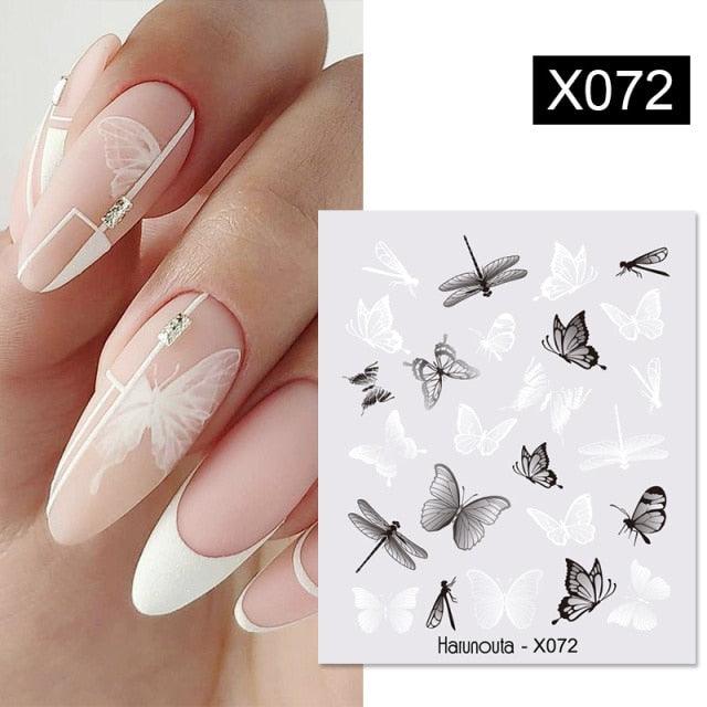 Black White Butterfly 3D Nails Sticker Geometry Decals Flower Gold Decals Designs For Nail Art Manicures Decorations Art Decorations Decoration Decal Self-Adhesive 3D Wave Design Decoration for Women Girls Tape Nail Art Stickers Decal Decoration