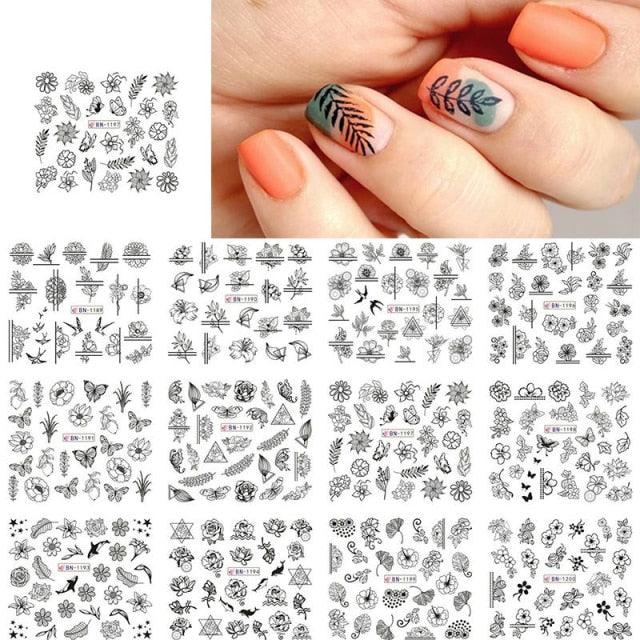 Colorful Wave Geometrics Shaped Water Decals Stickers For Nails Snake And Face Image Sliders Nail Art Decoration Decor Tip Transfer Nail Decals Sticker For Pretty Girl Self-Adhesive Nail Decals Designer Nail Stickers for Acrylic