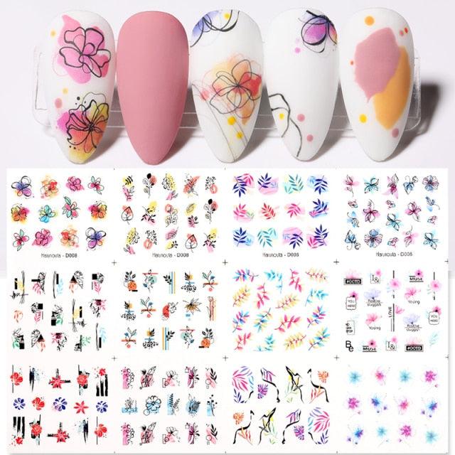 Colorful Wave Geometrics Shaped Water Decals Stickers For Nails Snake And Face Image Sliders Nail Art Decoration Decor Tip Transfer Nail Decals Sticker For Pretty Girl Self-Adhesive Nail Decals Designer Nail Stickers for Acrylic