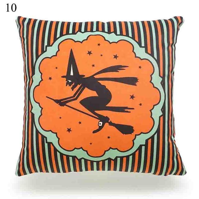 Halloween Cushion Cover Soft Linen Pillow Case Sofa Decoration Pumpkin Printed Pillow Case Orange And Black Pillow Cover For Living Room Car Pillowcase Home Supplies Stevvex