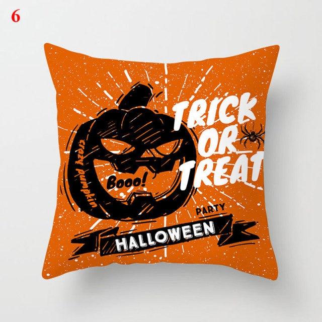 Halloween Cushion Cover Soft Linen Pillow Case Sofa Decoration Pumpkin Printed Pillow Case Orange And Black Pillow Cover For Living Room Car Pillowcase Home Supplies Stevvex