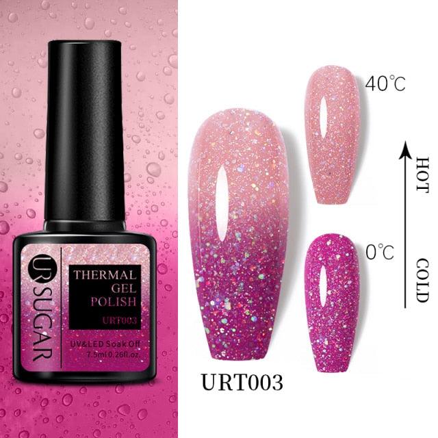 New 2022 Pink Blue Gel Nail Polish UV Color Changing Elegant Luxury Glossy Nail Design For Womens