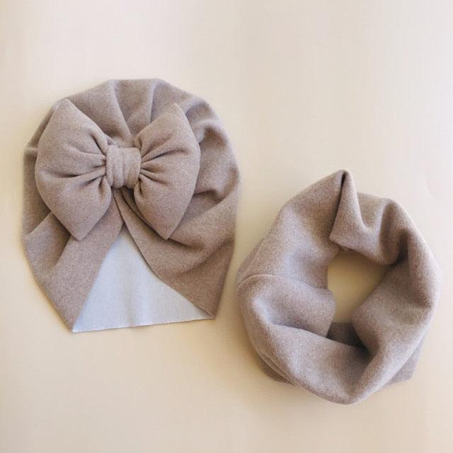 Baby Cotton Hat  Autumn Winter Children Scarf Hat Sets  Bowknot Ear Baby Girl Boy Warm Beanies Cap Neck Warmer Scarf Fleece Balaclava Hood Ski Mask Cold Weather Face Mask Neck Warmer Winter Nose Warmer Stevvex