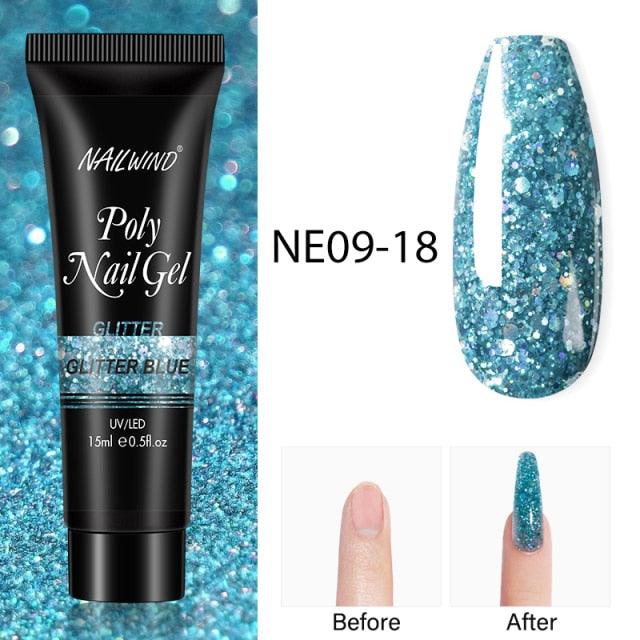 New Poly Nail Polish Gel Extension Glitter Gel Nails Manicure Design UV Reflective Diamond Shine