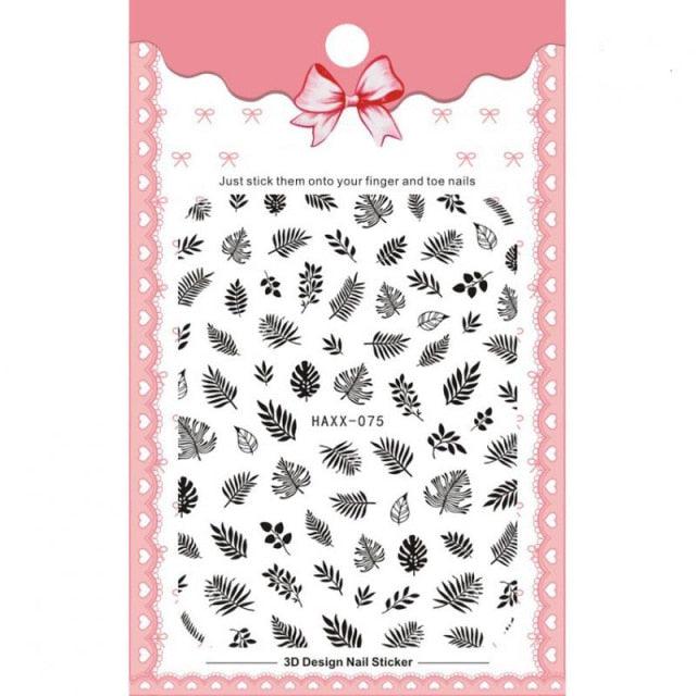 Flower Chic Lace Nail Foils Colorful Self-Adhesive 3D Nail Stickers Stripe Line Transfer Decals iridescent Decoration Nail Self-Adhesive Decals Nail Stickers Water Transfer Fresh Nail Decals for Nail Art Butterfly Palm