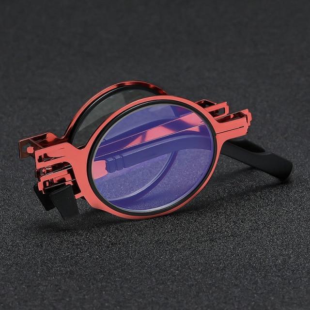 Small Metal Round Folding Reading Glasses Retro Circle Blue Light Computer Grade Glasses Narrow Eyeglasses Frame And Anti Glare Reading Glasses Foldable Computer Reading Glasses For Men  +3.5 Stevvex
