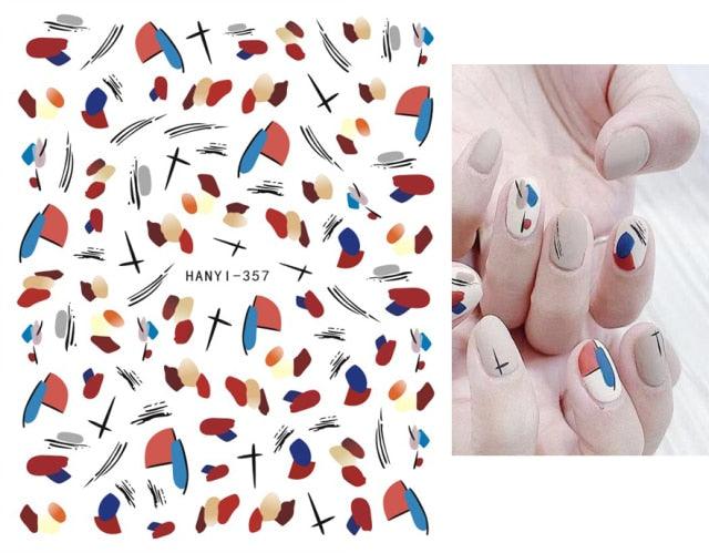 Fashion Nails Art Manicure Back Glue Decal Decorations Design Nail Sticker For Nails Tips Beauty Fun Nail Art Stickers Decal 3D Self-Adhesive Abstract Face Curve Graffiti Nail Design for Acrylic Nail Supplies Designer Nail Decorations for Women Girls Kids