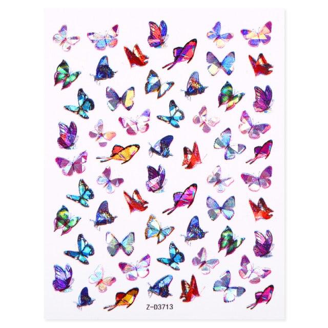 Blue Butterfly 3D Nail Stickers Flowers Leaves Self Adhesive Transfer Sliders Wraps Manicures Foils Decorations Decoration Tattoo Manicure Transfer Nail Decals Flowers Butterfly Designs Nails Supply Manicure Tips Design Nail Decoration Stevvex