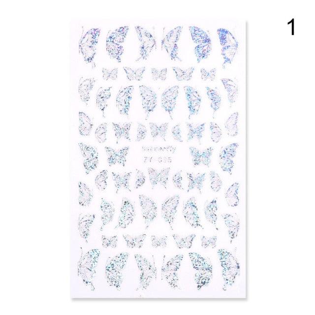 Blue Butterfly 3D Nail Stickers Flowers Leaves Self Adhesive Transfer Sliders Wraps Manicures Foils Decorations Decoration Tattoo Manicure Transfer Nail Decals Flowers Butterfly Designs Nails Supply Manicure Tips Design Nail Decoration Stevvex