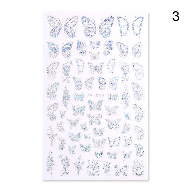 Blue Butterfly 3D Nail Stickers Flowers Leaves Self Adhesive Transfer Sliders Wraps Manicures Foils Decorations Decoration Tattoo Manicure Transfer Nail Decals Flowers Butterfly Designs Nails Supply Manicure Tips Design Nail Decoration Stevvex