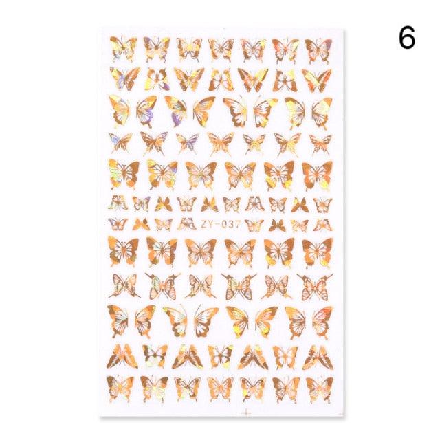 Blue Butterfly 3D Nail Stickers Flowers Leaves Self Adhesive Transfer Sliders Wraps Manicures Foils Decorations Decoration Tattoo Manicure Transfer Nail Decals Flowers Butterfly Designs Nails Supply Manicure Tips Design Nail Decoration Stevvex