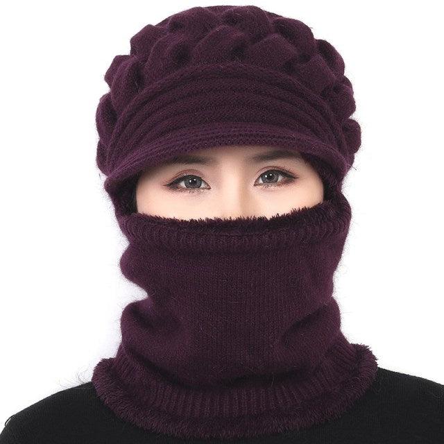 New Winter Balaclava Beanies Mother Hat Women Warm Thick Skellies Riding Outdoor Hats Gorgas Stripes Beanie Cap Mask Scarf Hat Set Outdoor Sport Warm Beanies Hat For Men Knitted Hats Bandana Hiking Camping Kid Neck Warmer Cap Stevvex