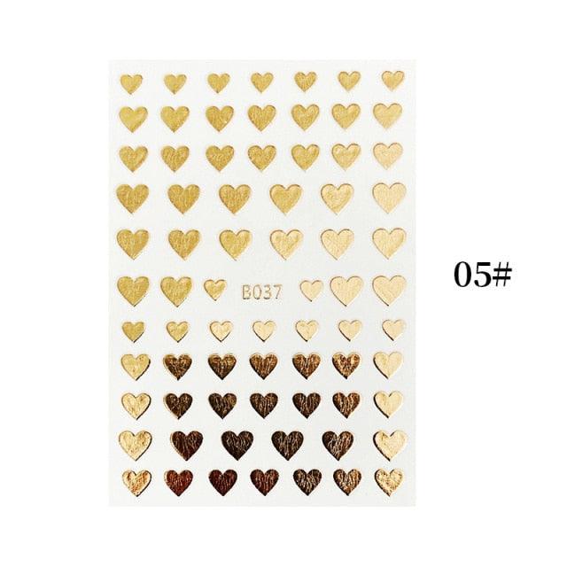Nail Art 3D Stickers Black White Gold Love Hearts Pattern Nail Decals Manicures Nails Design Adhesive Wraps Tip Decoration Manicure Woman Decoration Nail Art Nail Ornament Self Adhesive Nail Decals Colorful Nail Sticker Jewelry Design For Nails Sliders