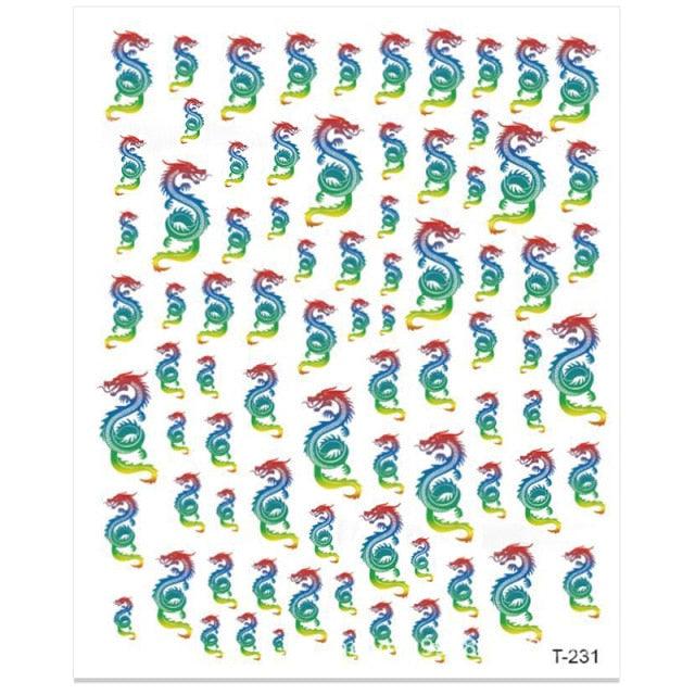 Red Black Colorful 3D Dragon Design Stickers Women Love Nail Art Slider Gel Polish Decal Temporary Decoration For Nail Manicures 3D Self-Adhesive Nail Art Tips Sliders for Women Girls DIY Nail Decorations Manicure Decor Accessories