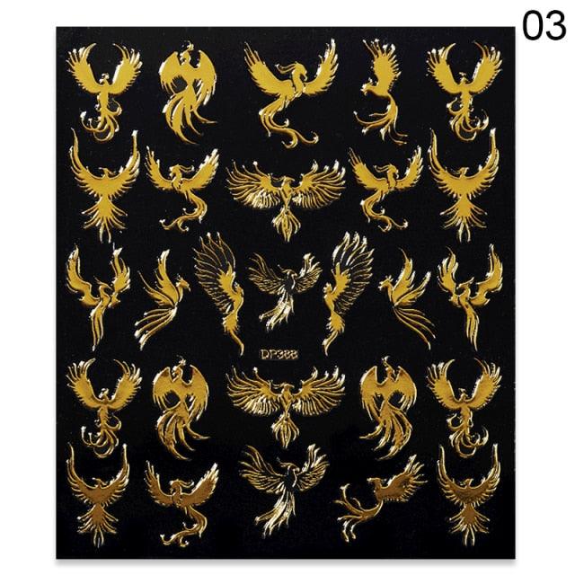 Red Black Colorful 3D Dragon Design Stickers Women Love Nail Art Slider Gel Polish Decal Temporary Decoration For Nail Manicures 3D Self-Adhesive Nail Art Tips Sliders for Women Girls DIY Nail Decorations Manicure Decor Accessories