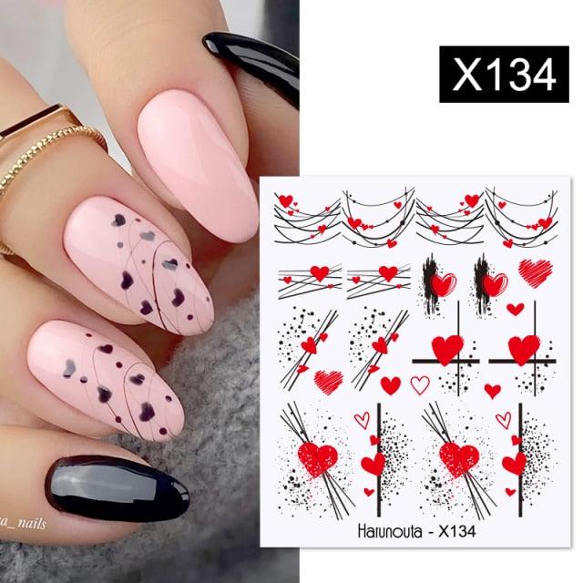 Egg Shell French Lines Water Decals Sticker Geometric Flowers Leaves Bubble Design Slider For Manicuring Nail Art Manicure Lips Nail Art Decorations Slider Nail Art Stickers Decals Nail Art Supplies Valentines Day 3D Self-Adhesive Nail Decorations