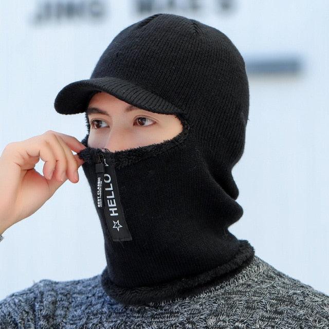 Winter Hat Skullies Beanies Hats Winter Beanies for Men Women Wool Zipper Scarf Caps Balaclava Mask Gorgas Bonnet Knitted Hat Warm Fleece Balaclava Windproof Ski Mask Cold Weather Face Mask Motorcycle Balaclava Hood Warmer Winter Sports Cap Stevvex