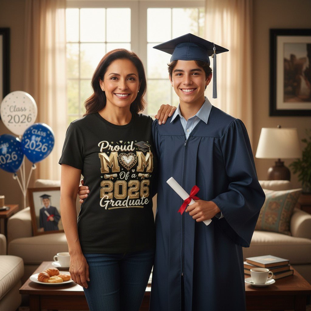 Proud Mom of a 2026 Graduate T-Shirt 100% Cotton Perfect Graduation Party Gifting Idea For Mother