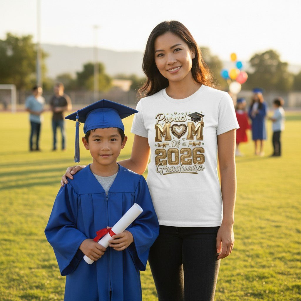 Proud Mom of a 2026 Graduate T-Shirt 100% Cotton Perfect Graduation Party Gifting Idea For Mother