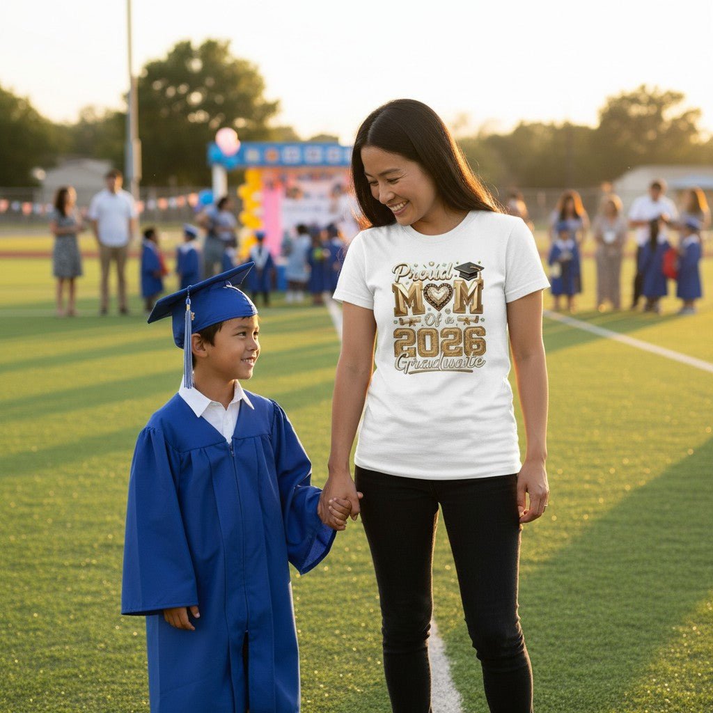 Proud Mom of a 2026 Graduate T-Shirt 100% Cotton Perfect Graduation Party Gifting Idea For Mother