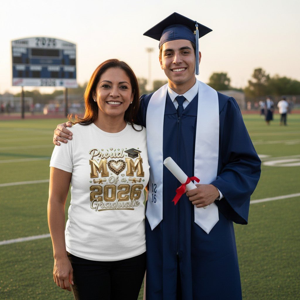 Proud Mom of a 2026 Graduate T-Shirt 100% Cotton Perfect Graduation Party Gifting Idea For Mother