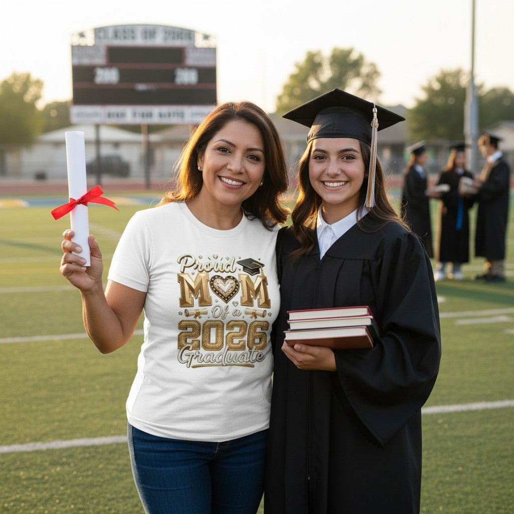 Proud Mom of a 2026 Graduate T-Shirt 100% Cotton Perfect Graduation Party Gifting Idea For Mother