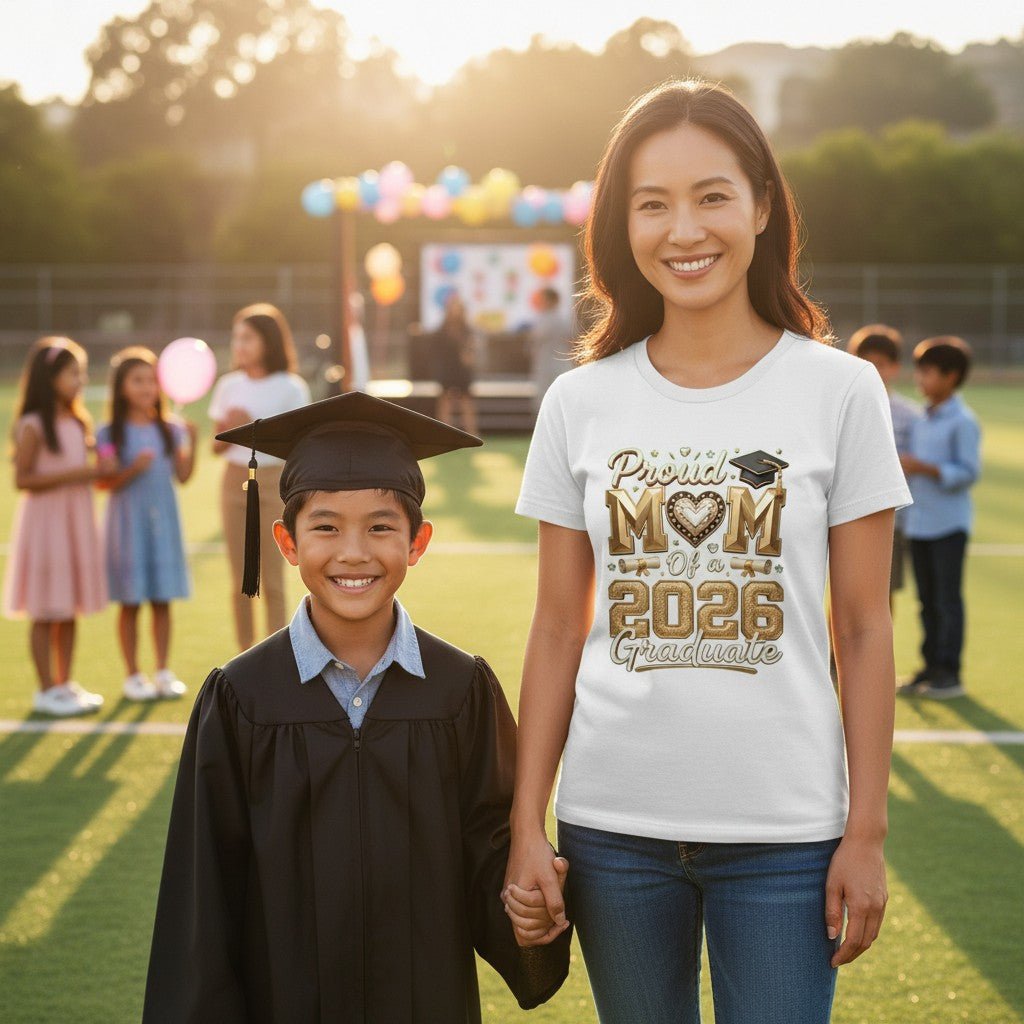 Proud Mom of a 2026 Graduate T-Shirt 100% Cotton Perfect Graduation Party Gifting Idea For Mother
