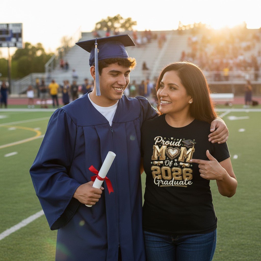Proud Mom of a 2026 Graduate T-Shirt 100% Cotton Perfect Graduation Party Gifting Idea For Mother