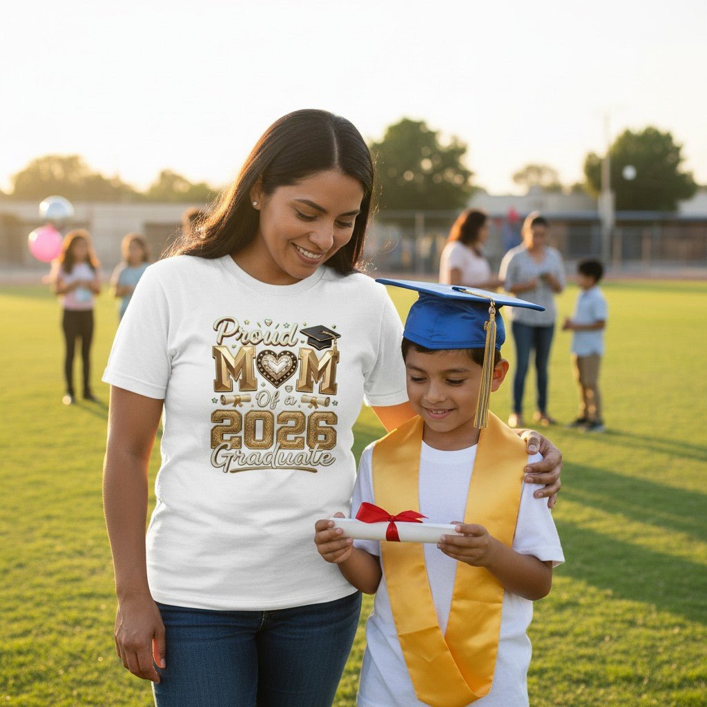 Proud Mom of a 2026 Graduate T-Shirt 100% Cotton Perfect Graduation Party Gifting Idea For Mother