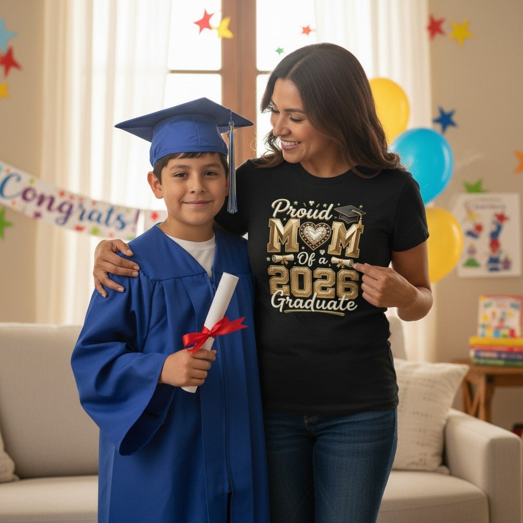 Proud Mom of a 2026 Graduate T-Shirt 100% Cotton Perfect Graduation Party Gifting Idea For Mother