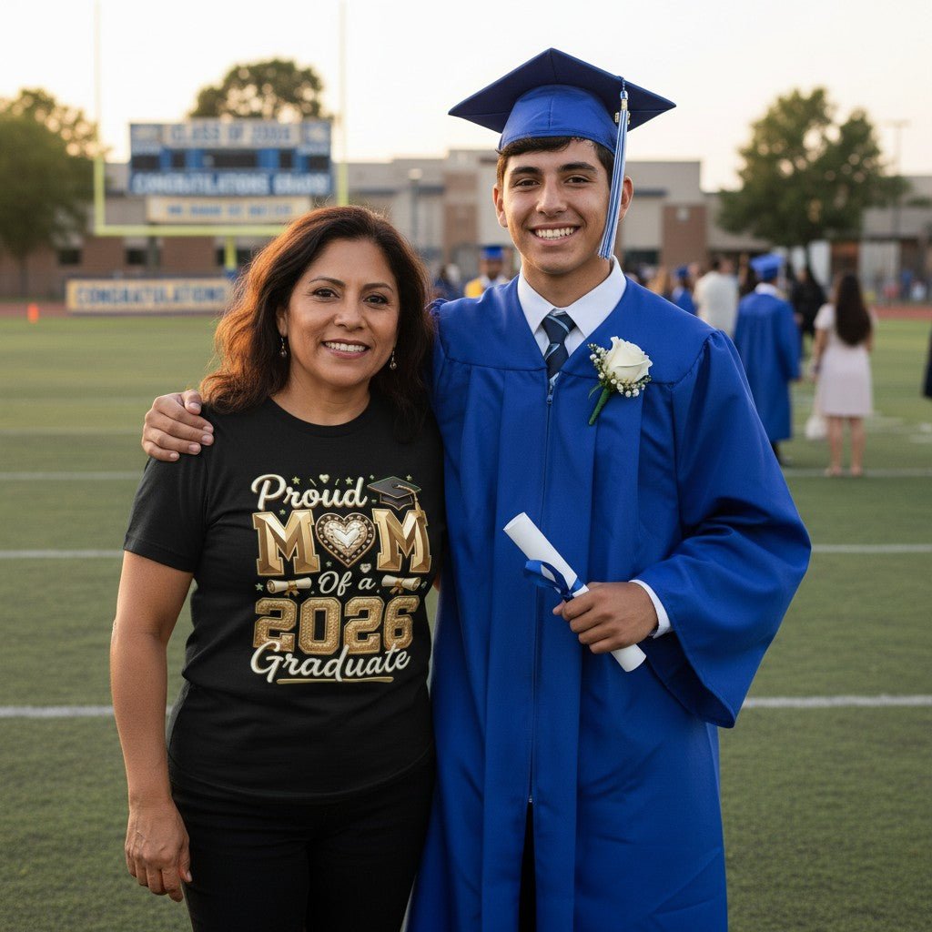 Proud Mom of a 2026 Graduate T-Shirt 100% Cotton Perfect Graduation Party Gifting Idea For Mother