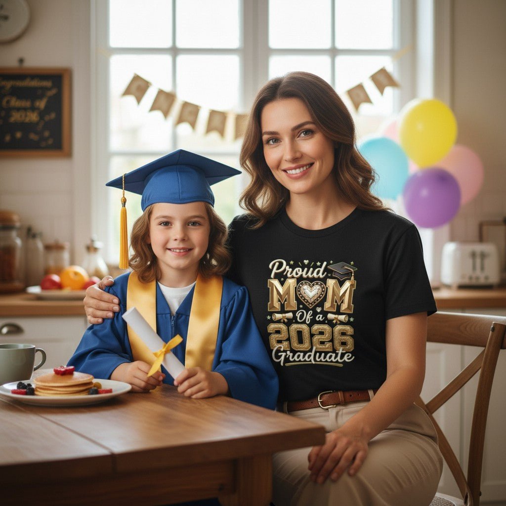 Proud Mom of a 2026 Graduate T-Shirt 100% Cotton Perfect Graduation Party Gifting Idea For Mother