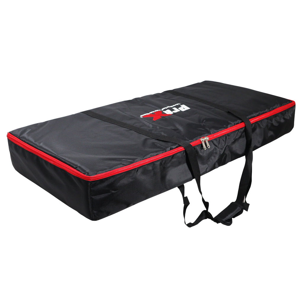 ProX XF-VISTABLMK2 - VISTA DJ Booth Facade Table Station with White and Black Scrim kit and Padded Travel Bag | Black Hardware The DJ Hookup
