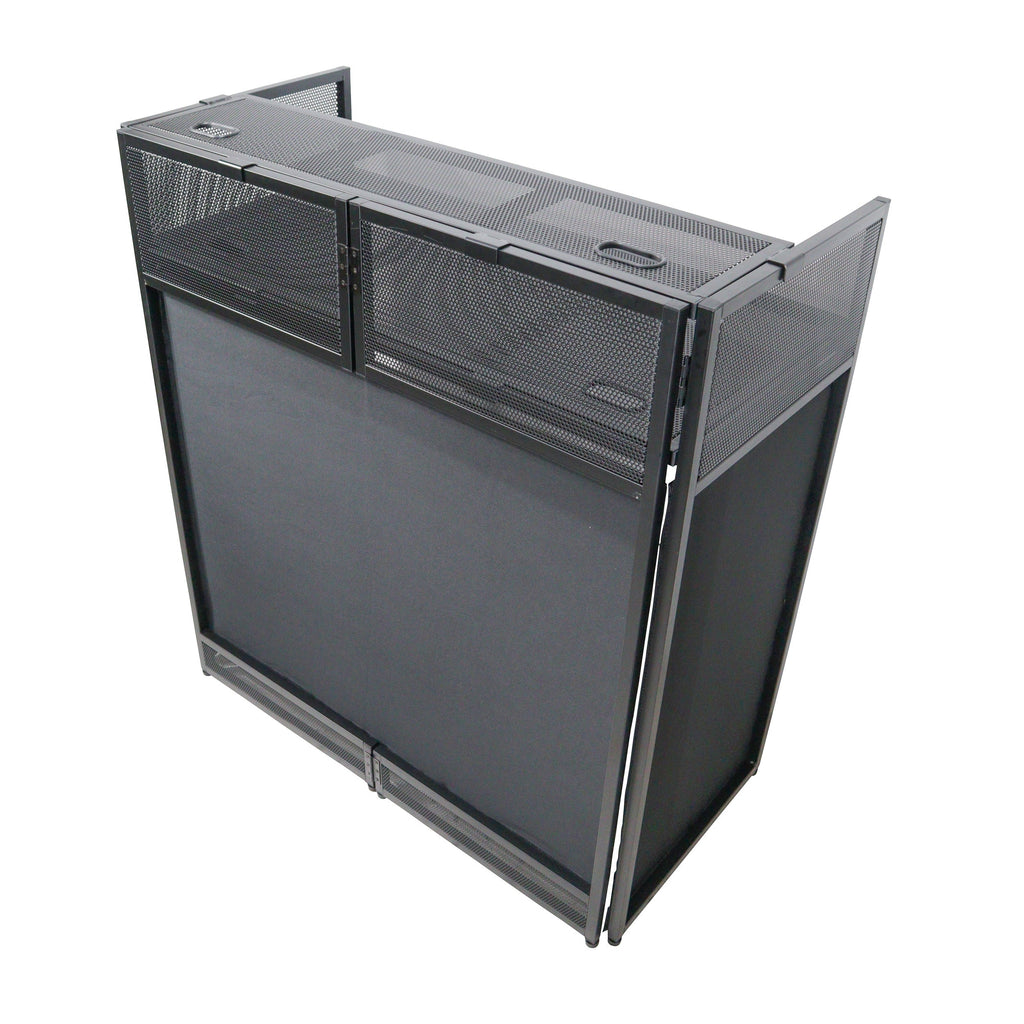 ProX XF-VISTABLMK2 - VISTA DJ Booth Facade Table Station with White and Black Scrim kit and Padded Travel Bag | Black Hardware The DJ Hookup