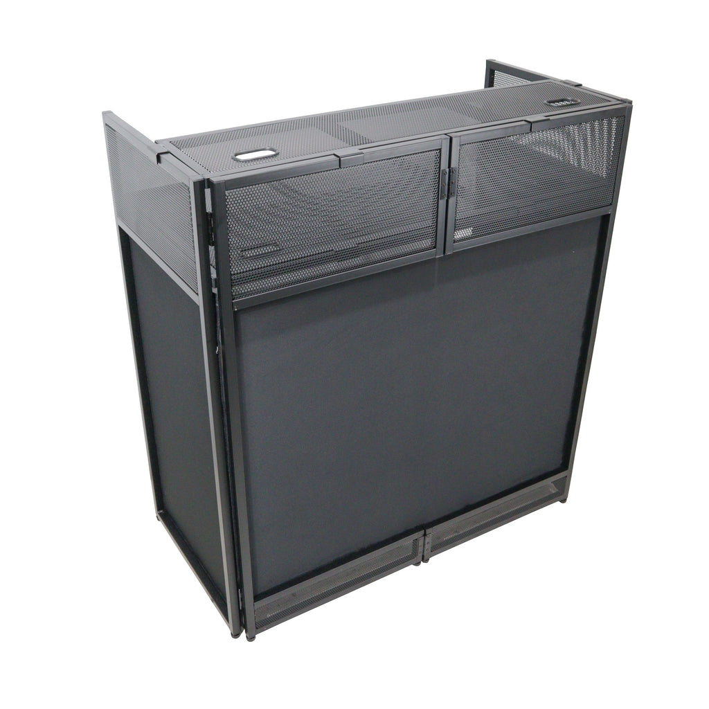 ProX XF-VISTABLMK2 - VISTA DJ Booth Facade Table Station with White and Black Scrim kit and Padded Travel Bag | Black Hardware The DJ Hookup