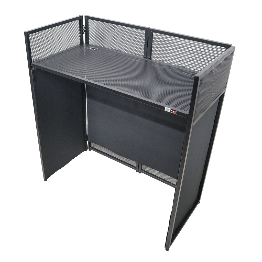 ProX XF-VISTABLMK2 - VISTA DJ Booth Facade Table Station with White and Black Scrim kit and Padded Travel Bag | Black Hardware The DJ Hookup