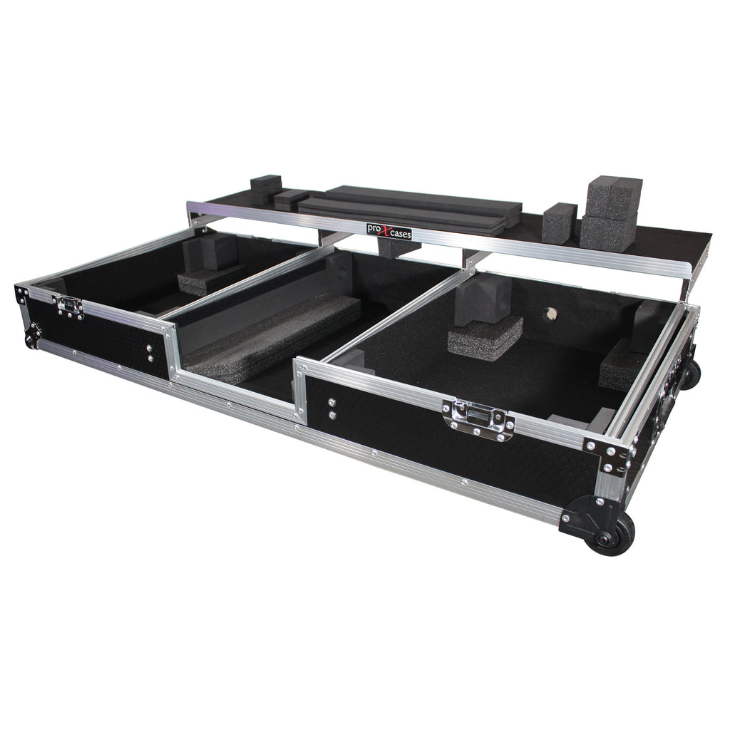 ProX XS-TMC1012WLTFBTL - Flight Coffin Case For Rane 72 Mixer and 2 Turntables in Battle Mode W-Laptop Shelf The DJ Hookup