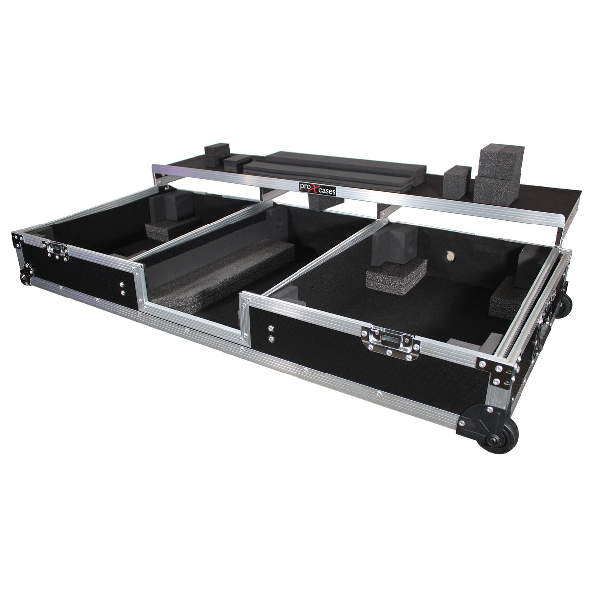 ProX XS-TMC1012WLTFBTL - Flight Coffin Case For Rane 72 Mixer and 2 Turntables in Battle Mode W-Laptop Shelf The DJ Hookup